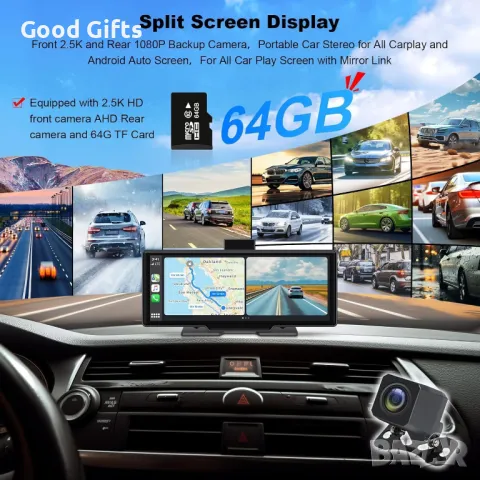 Универсална навигация за кола с видеорегистратир, 10.26 инча, CarPlay, снимка 5 - Аксесоари и консумативи - 50204811