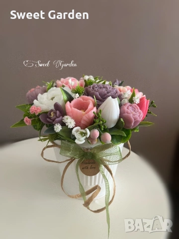  Аранжировки от ароматни ,сапунени цветя, снимка 2 - Подаръци за жени - 53234623