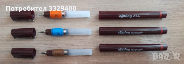 3 Рапидографи Rotring Isograf, снимка 4 - Ученически пособия, канцеларски материали - 53691434