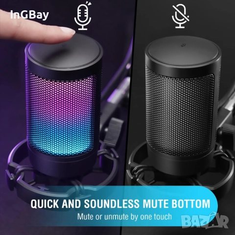 Mикрофон FIFINE A2 с RGB подсветка + стойка, USB Type-C, снимка 14 - Друга електроника - 51840937