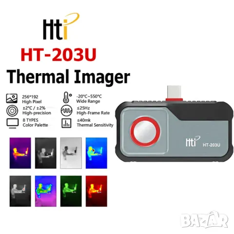 Термокамера за телефон HTI HT-203U 256*192, снимка 9 - Други инструменти - 47701362