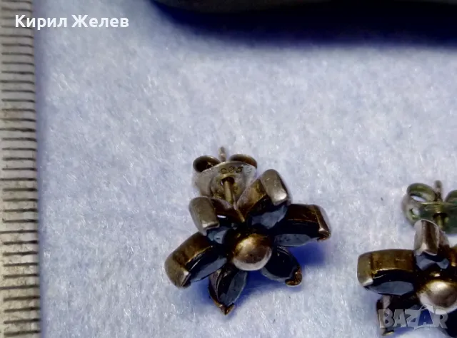 ФЛОРАЛНИ СКЪПОЦЕННИ СРЕБЪРНИ ОБЕЦИ МАРГАРИТКИ РОДИРАНО СРЕБРО 925 с ФАСЕТИРАН ЧЕРЕН ТУРМАЛИН 42320, снимка 9 - Обеци - 50136131