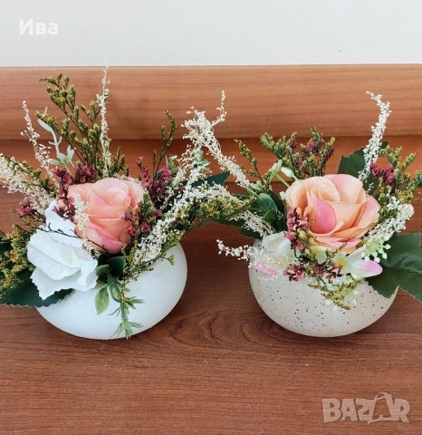 декорирани керамични кашпи, снимка 2 - Изкуствени цветя - 51518723