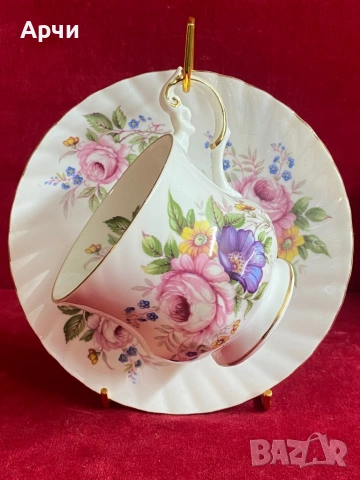 Английски двоен сет за кафе -костен порцелан