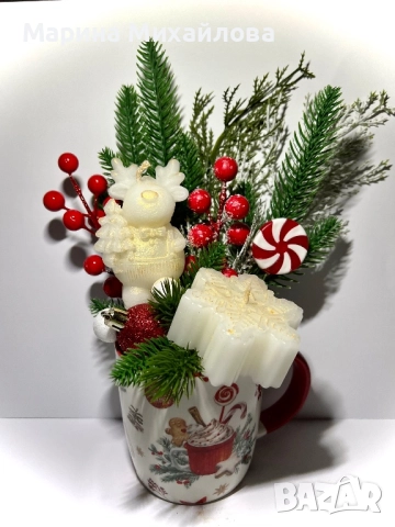 Коледни чаши със свещи и коледни декорации, снимка 5 - Декорация за дома - 52662825