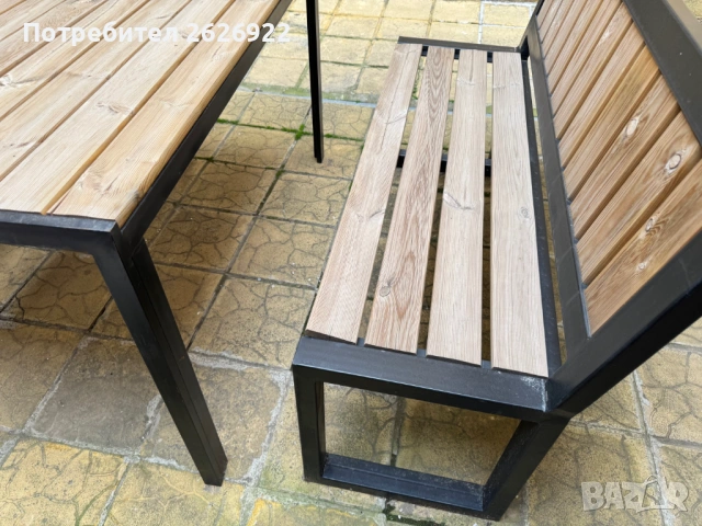 Маса с две пейки, снимка 4 - Градински мебели, декорация  - 54261834