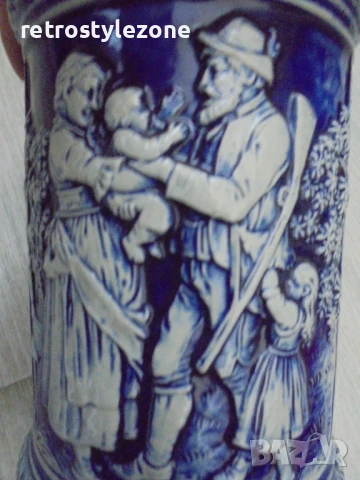 № 8185 стара порцеланова халба - GERZ  - с метален капак  , снимка 3 - Други ценни предмети - 51369359