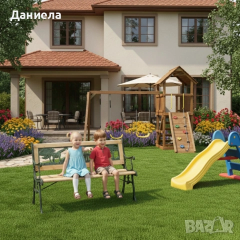 Градинска пейка за деца 82x39x50 см - здрава, безопасна и стилна, снимка 6 - Градински мебели, декорация  - 53566494