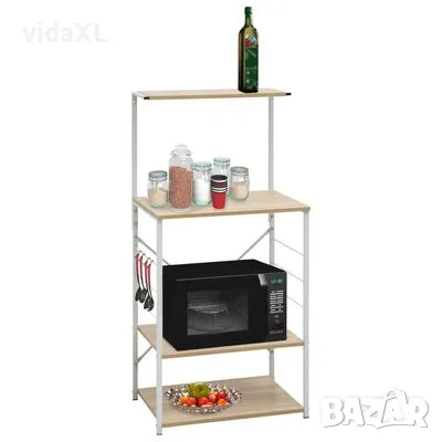 vidaXL Шкаф за микровълнова бял и дъб 60x39,6x123 см инженерно дърво（SKU:288241）, снимка 2 - Шкафове - 49122749