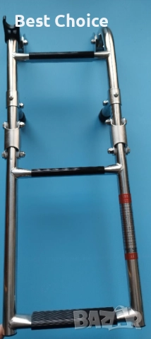 Сгъваема стълба, неръждаема стомана, 3 неплъзгащ се стъпала, сребриста, капацитет 160кг