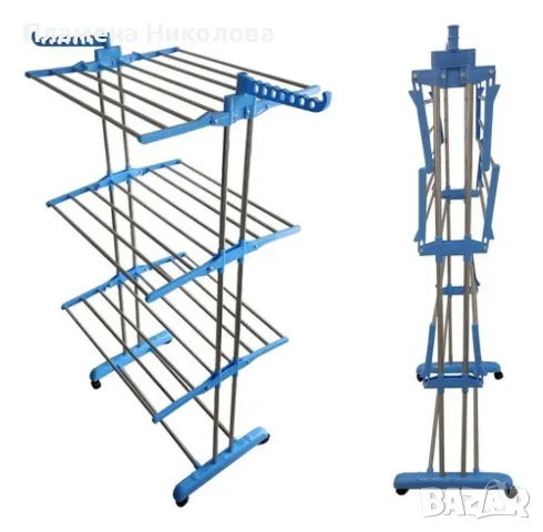 Сгъваем сушилник за дрехи на колелца – практична стойка за сушене на пране, снимка 7 - Други стоки за дома - 46894761