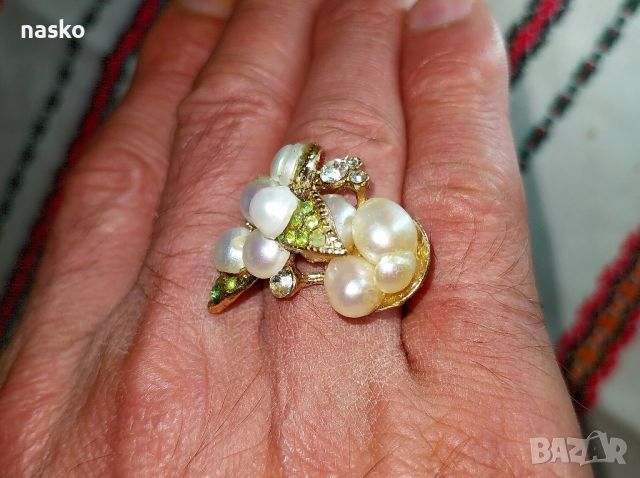 Дамски пръстен с перли, снимка 14 - Антикварни и старинни предмети - 46446968