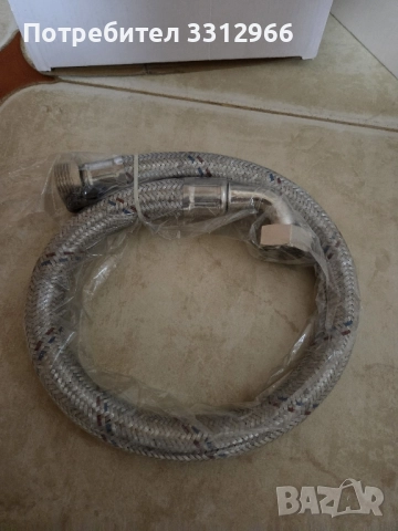 70 см маркуч с оплетка от неръждаема стомана с един мъжки конектор 1” (26x34) , снимка 3 - Други стоки за дома - 52040261