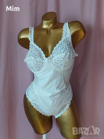 Missa 85 C Бяло памучно боди с дантела , снимка 5 - Корсети, бюстиета, топове - 53641169