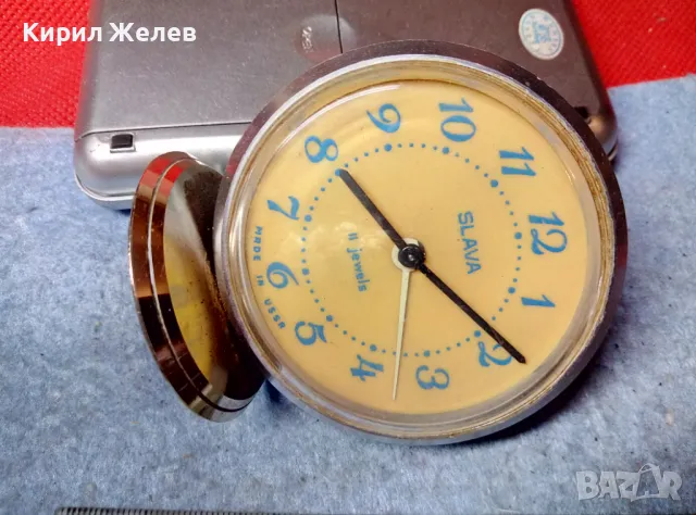 SLAVA 8 JEWELS MADE in USSR Стар КОЛЕКЦИОНЕРСКИ РУСКИ МЕХАНИЧЕН БУДИЛНИК СЛАВА 25904, снимка 11 - Антикварни и старинни предмети - 47656811