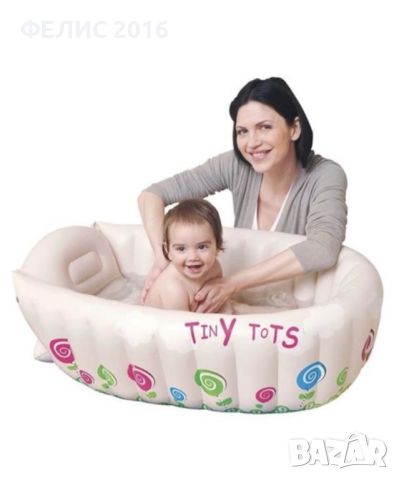 Надуваема бебешка ваничка Tiny Tots Bebe, индикатор, 91x61x29см, снимка 1 - За банята - 46273581