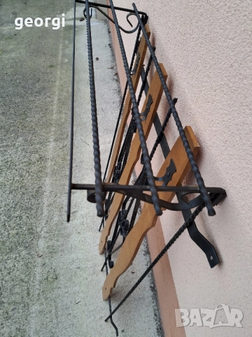закачалка от ковано желязо и дърво, снимка 5 - Закачалки - 52071007