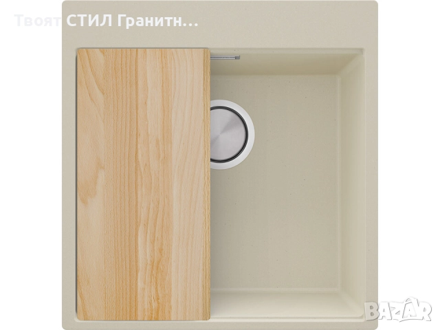 STOP! Christmas Бежов кухненска мивка OSLO 50 XXL+ Смесител FLEX+Сифон, снимка 2 - Мивки - 52638104