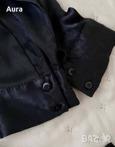 Black satin effect wrap mini dress Zara , снимка 4 - Рокли - 51751067