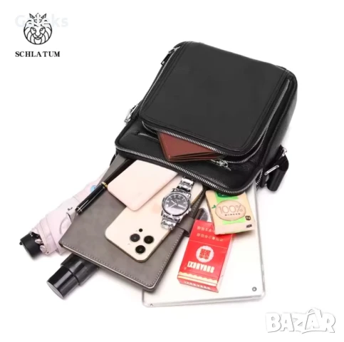 Премиум/Луксозна мъжка професионална чанта с голям обем /Черна естест. кожа!, снимка 5 - Чанти - 51291129