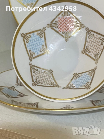 Винтидж порцеланова тройка Oscar Schaller Bavaria (1918–1935 г.) , снимка 2 - Антикварни и старинни предмети - 53491785