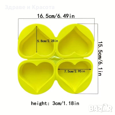 Силиконова форма - 4 сърца, снимка 3 - Други - 52918860