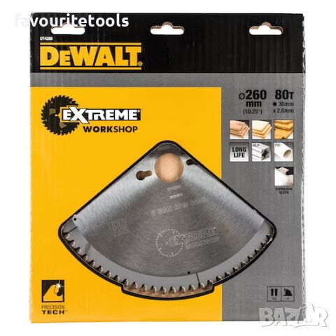 Циркулярен диск Dewalt 4280 Extreme Workshop за ламинат и алуминий ф260х30, 80 зъба