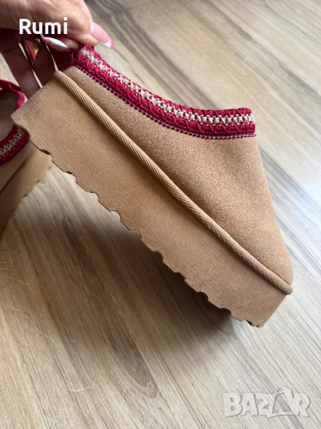 Уникални топли пантофи от овча кожа, вълна, платформа до глезена ! 37,5 н, снимка 5 - Чехли - 51229254