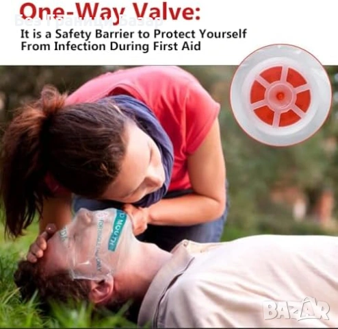 Нов Комплект 10 броя джобна маска за реанимация с еднопосочен клапан за обдишване с ключодържател, снимка 4 - Други - 53567105
