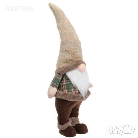 Коледна фигура - гном с кафяво карирано палто, кафяви панталони, 72см, снимка 2 - Декорация за дома - 52392883