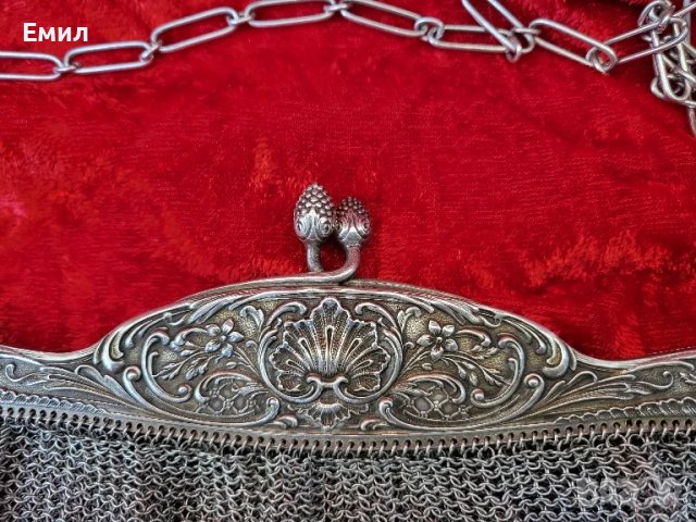 Антикварна сребърна дамска чанта, снимка 3 - Колекции - 51007574