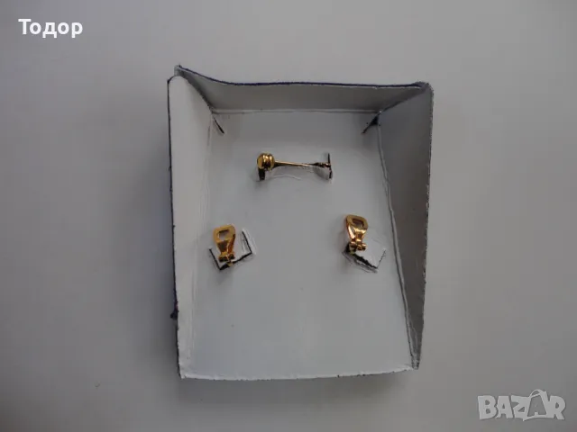 Позлатен комплект обеци и брошка с перли , снимка 3 - Обеци - 50070877