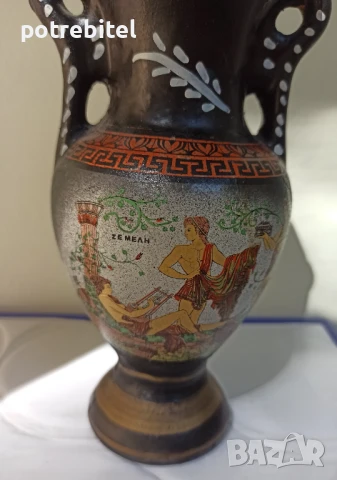 Керамична ваза с гръцки мотиви, снимка 4 - Декорация за дома - 51100719