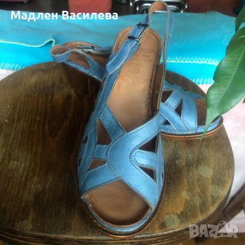 Сини дамски сандали на среден ток KARYOKA, снимка 9 - Сандали - 46335754