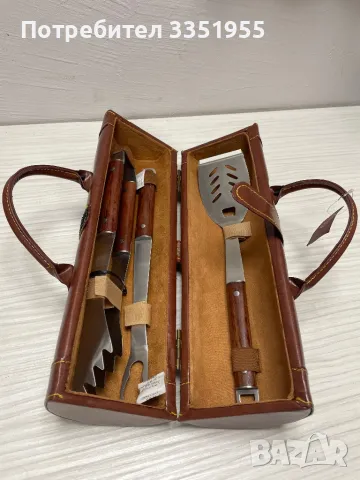 Луксозен сет за Барбекю в красива кожена чанта, снимка 2 - Подаръци за мъже - 50046990