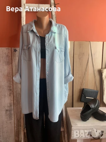 🩵💙🩵 Oversized дънкова риза Denim👖 2 хл/3 хл👟, снимка 2 - Ризи - 51404492