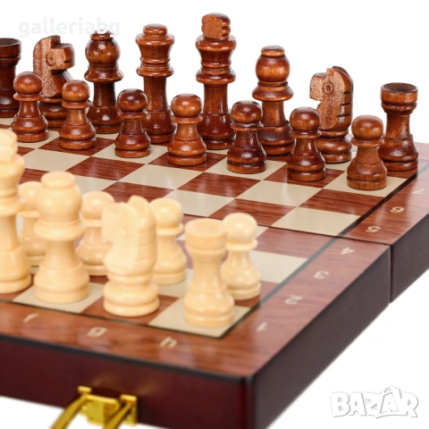 Дървен шах – класически комплект 40 x 20 x 7 см | Wooden Chess Set, снимка 5 - Шах и табла - 53929579