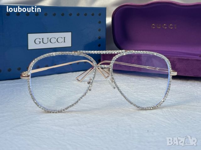 Gucci прозрачни слънчеви очила авиатор с камъни очила за компютър , снимка 6 - Слънчеви и диоптрични очила - 45209330