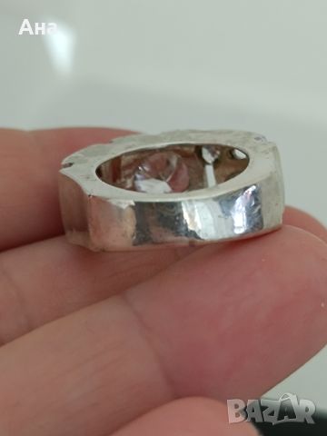 красив сребърен пръстен с камъни, снимка 2 - Пръстени - 45455725