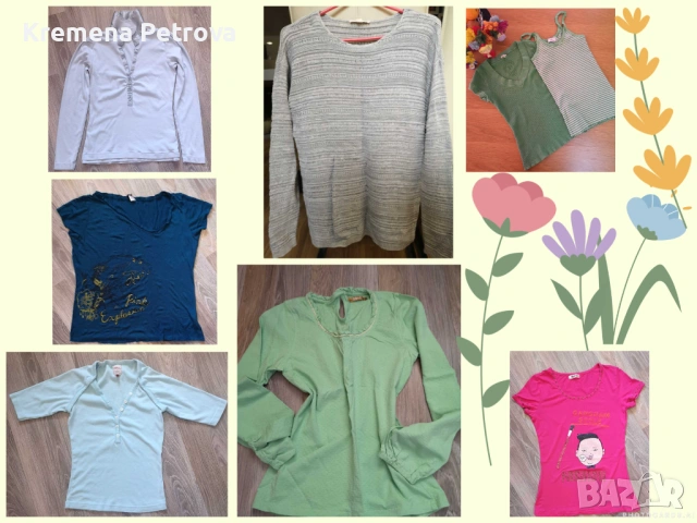 Лот М размер 3 блузи с дълъг ръкав, 1 блуза с 34 ръкав, 3 тениски и 1 потник. 