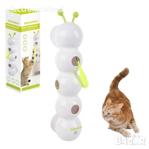Интерактивна играчка за стимулиране ловни инстинкти за дом.любимец котка Allforpaws-Wack'A'Worm Post, снимка 2 - За котки - 53489553