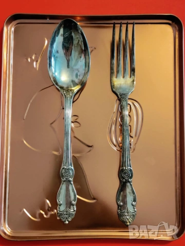 Посребрени вилици и лъжици "Сребърна роза", МНЦ, мелхиор, СССР, снимка 2 - Прибори за хранене, готвене и сервиране - 53424212