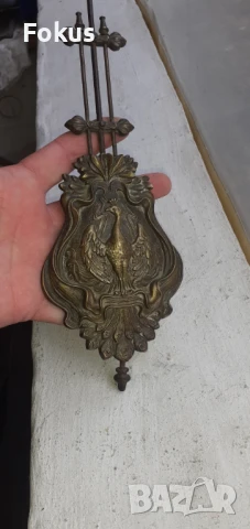 Уникат - Старо бронзово махало за часовник с феникс, снимка 6 - Антикварни и старинни предмети - 50978497