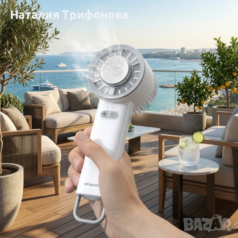Преносим мини вентилатор 3в1 с полупроводниково охлаждане и леден компрес, 3 скорости, акумулаторна , снимка 4 - Вентилатори - 54167789