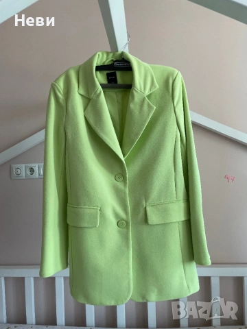 Sinsay комплект сако XXS и панталон XS в цвят лайм, снимка 2 - Комплекти - 53746212