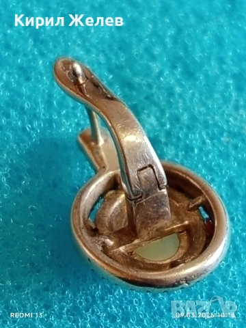 Винтидж сребърни обеци с кристали и маисторска инкростация на СЕДЕФ елегантни 51087, снимка 7 - Обеци - 53763160