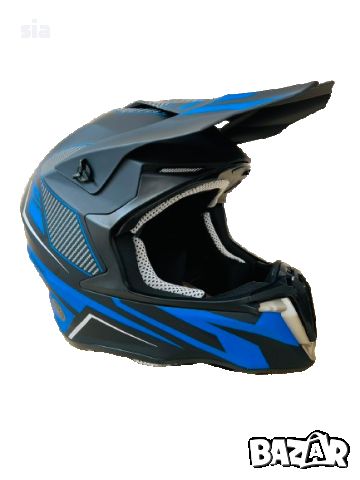 Кросова каска, S/M, карбон със синьо, Шлем за кросов мотор, снимка 3 - Аксесоари и консумативи - 46395313