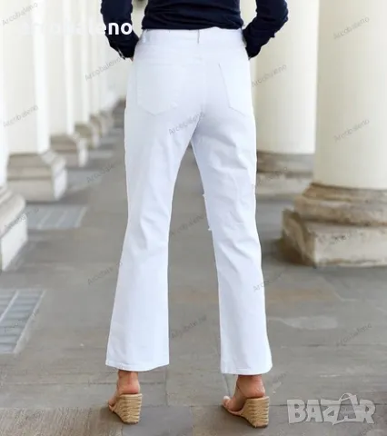 Дамски дънки Pugliesia White Mom Fit с кръпки , снимка 4 - Дънки - 50305891