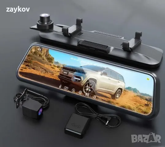 ThiEYE 4K Dash Carview 4 Mirror Dash Cam с камера за заден ход 10-инчов IPS сензорен екран, снимка 2 - Камери - 49217321