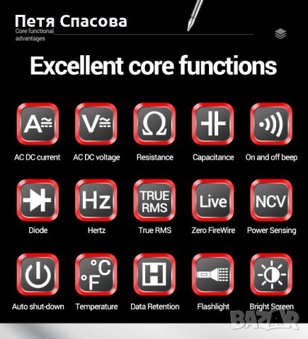 Интелигентен цифров мултиметър, мултицет, измервателен уред, Smart Multimeter ANENG 616, снимка 8 - Друга електроника - 46705148